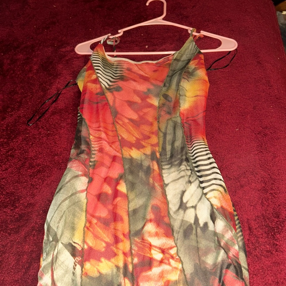 Orange/ zebra print shirt dress.